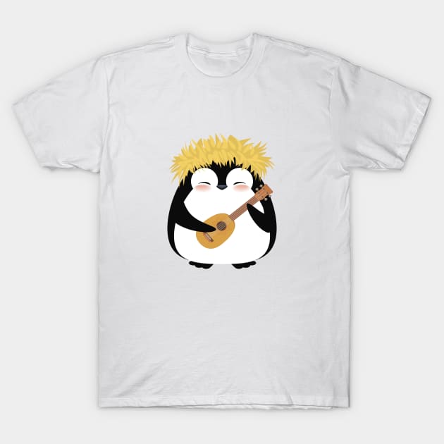 Play ukulele guitar like a penguin. T-Shirt by CraftCloud